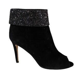 KATE SPADE Bates Glitter Suede Ankle Peep Toe Boot size 6.5
